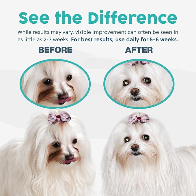Tear Stain Remover for Dogs and Cats | Natural Supplement Suitable for All Breed Types | Pet Tear Stain Remover Powder | Made with Natural Ingredients | Beef Flavored - 6 Pack