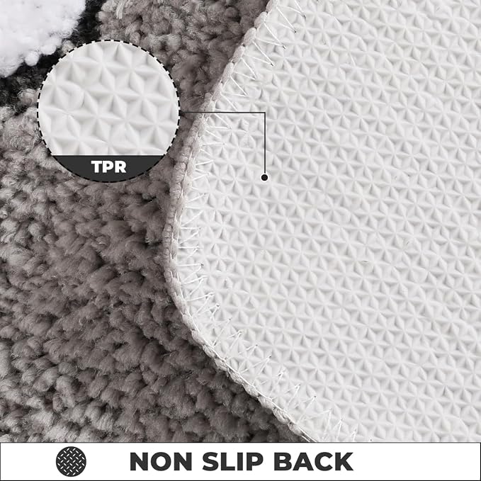Super Absorbent Bath Mat Rug for Shower Non Slip 35x24 Inches Thick Plush Bathroom Floor Mat Machine Washable Rug for Bedroom (Gray)