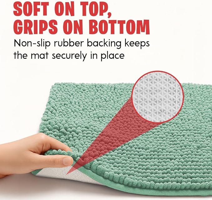 MUDGUARD MAT® Dog Door Mat for Muddy Paws, Super Absorbent Microfiber, Non-Slip Indoor Mat, Quick-Dry Chenille Rug for Pets & Entryway, Machine Washable, Sea Green 36" x 60"