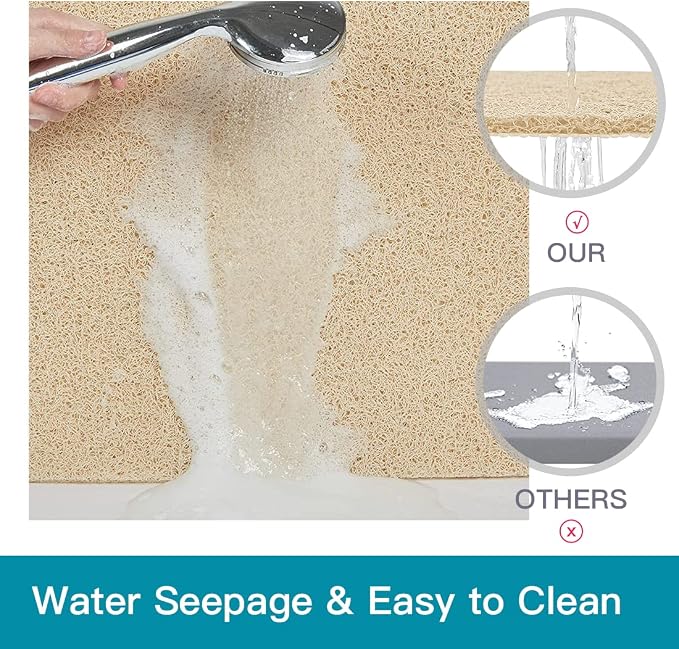 Bathtub Mat Non Slip Shower Mat Soft PVC Loofah Bath Tub Mats with Drain for Bathroom Tub 40 x 16 Inch (Beige Yellow)