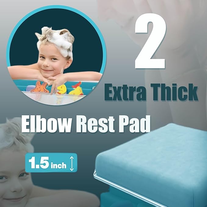 Supa Ant Bath Kneeler – 8 Suction Cups & 1.5" Thick Padding. Award Winning Baby Bath Kneeler and Elbow Rest Pad Set with 5 Bath Toy Organizer Pockets. Non Slip Fast Drying Baby Bath Essentials Blue
