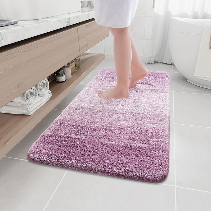 Arotive Microfiber Bathroom Rugs, Shaggy Soft and Absorbent Bath Rug, Thick Plush Machine Washable Dry Bath Mats for Bathroom, Tub and Shower, 44x24, Purple, Rectangular