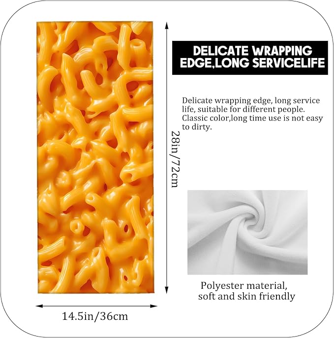Mac and Cheese 2 Pack Hand Towels, 14.5x28 Inch Towel Set with Cheesy Food Print Pattern, Soft Absorbent Polyester, for Bathroom Kitchen Rv Cabin Home Decor Gifts for Adults