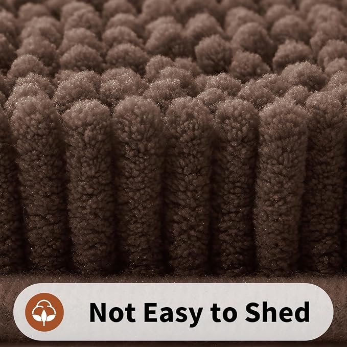 Yimobra Toilet Rugs U Shaped Washable - 24"x20" Non Slip Plush Contour Bath Rugs for Toilet - Super Soft Absorbent Quick Dry Toilet Mats for Bathroom,Brown