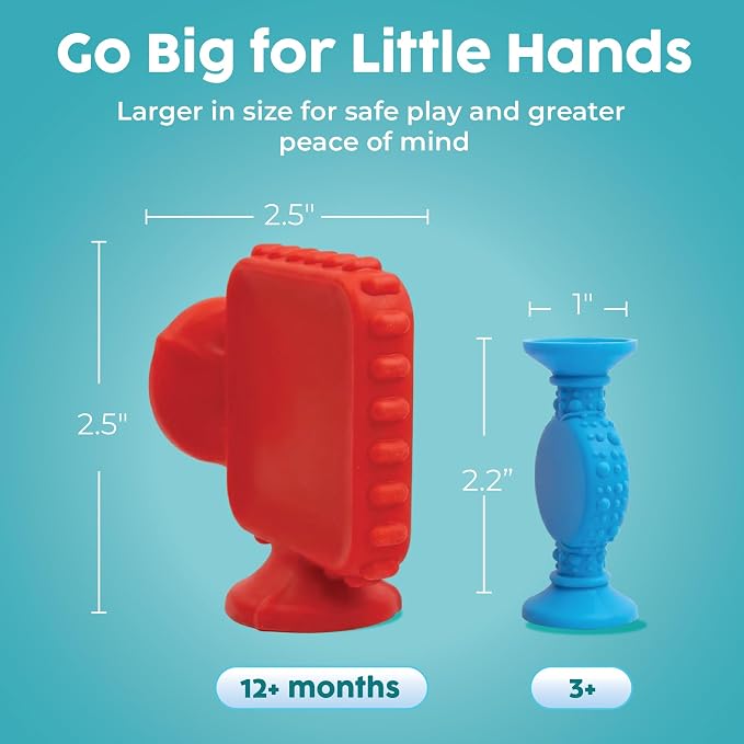 Bunmo Toddler Bath Toys - Best Montessori Toys for Kids Ages 1 2 3 4 Year Old Boys & Girls Gifts, Best Sensory Toy for Babies 12 Months +, No Hole Bath Toy for Kids Ages 1-3 & 2-4 (Big Shapes 5 Pack)