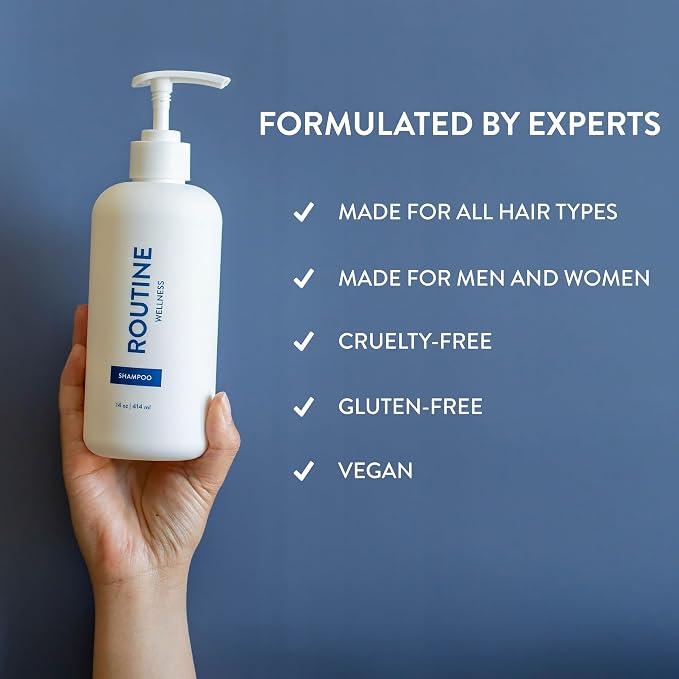 Routine Wellness Shampoo & Conditioner Set - Rosemary & Lemongrass | Clinically tested shampoo for thinning hair with biotin, pea peptides, saw palmetto oil, color safe, sulfate free