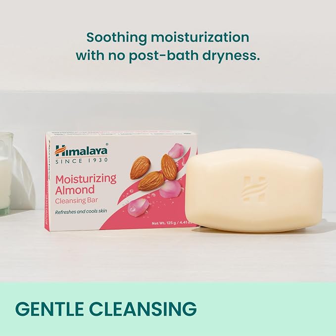 Himalaya Moisturizing Almond Cleansing Bar Soap, Almond Soap Bars for Face and Body, Face Soap Bar, Face Wash Bar, Bath Soaps, Soft Skin, Moisturize Skin, Revitalize and Rejuvenate, 4.41 oz, 3 Pack
