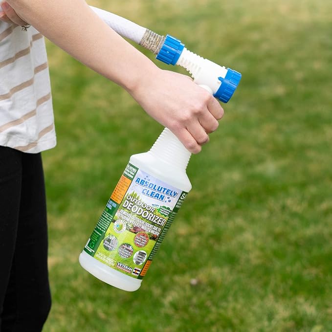 Absolutely Clean Amazing Outdoor Deodorizer odor eliminator Natural Enzyme Just Spray & Walk Away Grass, AstroTurf, Dog Runs, Patios, Decks, Fence & More Vet Approved - odor eliminator for strong odor