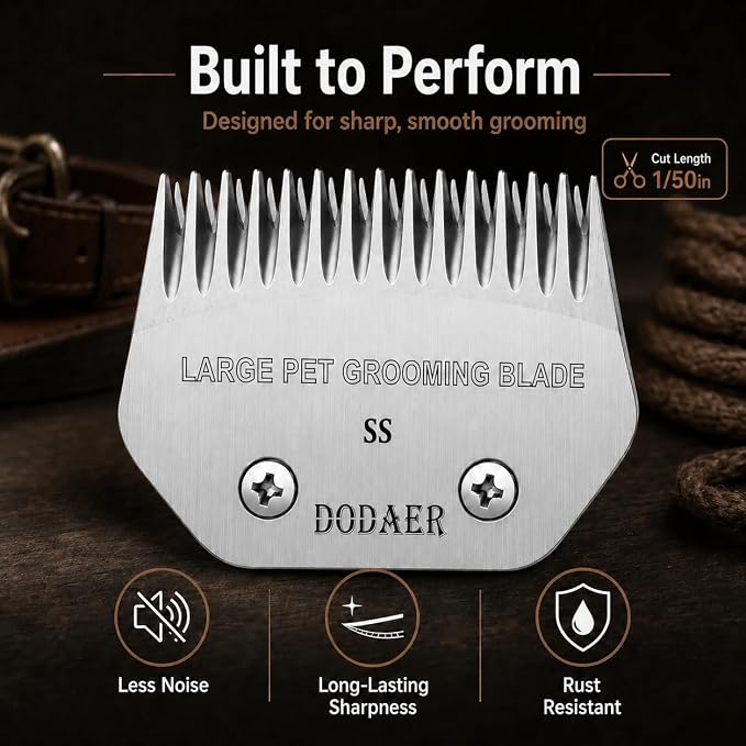 Dog Grooming Blade,Compatible with Andis Super Blending,Oster A5,Wahl KM10 | Grooming Steel Blade for Large Dog,Horses,Sheep，Cut Length 1/50"