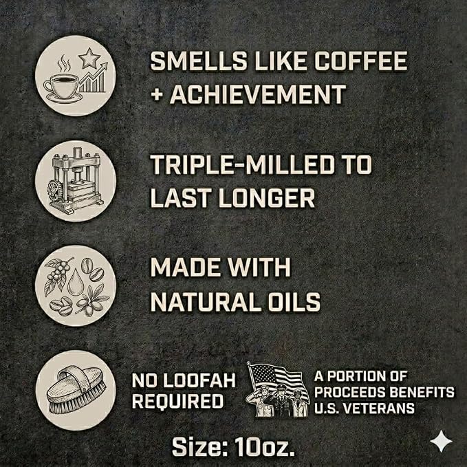 Duke Cannon Supply Co. x THERMOS Rise & Grind Big Brick of Soap for Men - 10 oz - Coffee + Achievement Scent - Triple-Milled Men's Bar Soap - Deep-Cleansing Bath Bar
