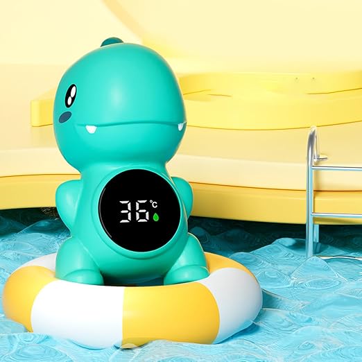 Bath Thermometer – ABS 12×7cm | Little Dinosaur Digital LED Water Temperature Display | Floating Bath Safety Thermometer for Newborns Boys and Girls Shower and Tub Use