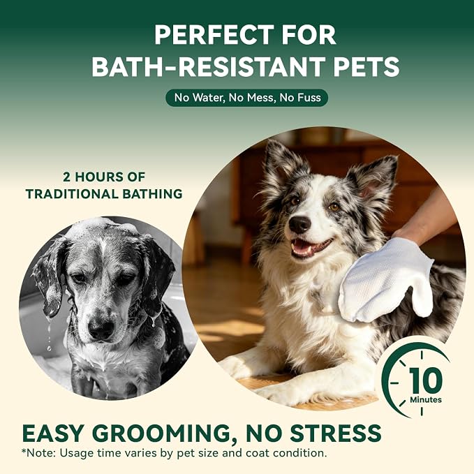 ECO PET Glove Wipes for Dogs & Cats, Hypoallergenic Unscented Cleaning & Deodorizing Bath Wipes, Coconut Oil Nourishing Fur Pet Grooming Gloves, 20pcs