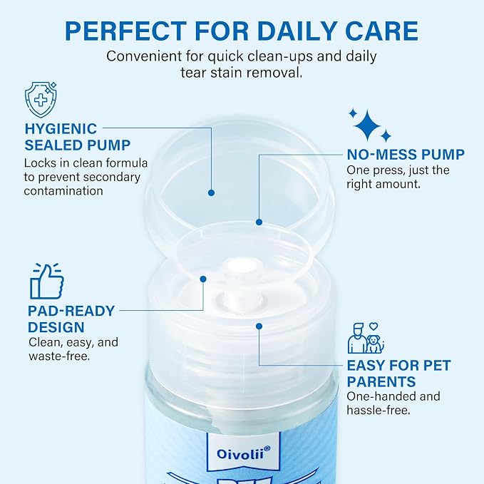 Tear Stain Remover for Dogs & Cats – Natural Gentle Liquid, Safe & Non-Irritating, Effectively Cleans Tear Stains, Eye Discharge & Debris