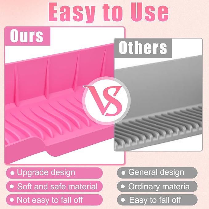 Upgrade Bathtub Splash Guard for Tub 16" x 3.5", Pletpet Silicone Splash Guard for Kids with 6 Suction Blue Cups Toy Tray Caddy Play Shelf for Kids, Bathtub Side Splash (Pink)