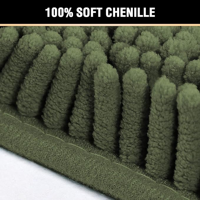 H.VERSAILTEX Microfiber Bath Rugs Chenille Floor Mat Ultra Soft Washable Bathroom Dry Fast Water Absorbent Bedroom Area Rugs, 24 x 42 - Inch, Loden