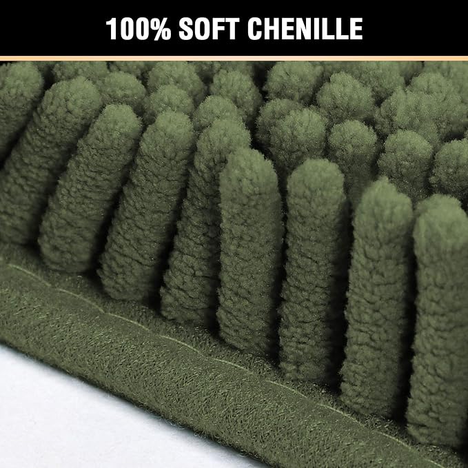 H.VERSAILTEX Bath Mat Bathroom Rug Bath Rugs for Bathroom Non Slip Bath Mats Extra Thick Chenille Rug 17" x 24" Absorbent Soft Shaggy Washable Dry Fast Plush Rugs for Bathtubs - Loden