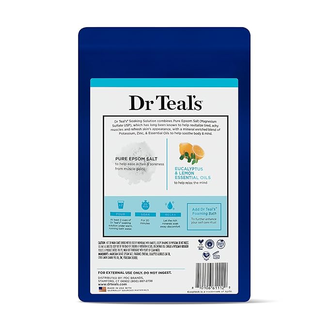 Dr Teal's Epsom Salt Magnesium Soak, Restorative Minerals with Magnesium, Potassium, Zinc & Essential Oils, 3 lbs (Pack of 4)