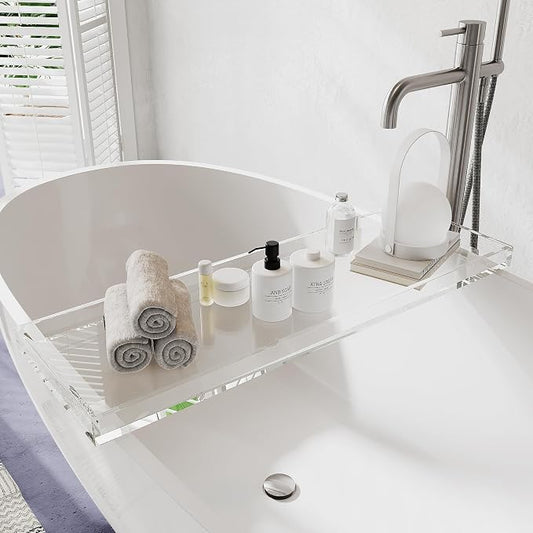 Clear Acrylic Bathtub Tray – Waterproof & Stylish Bath Caddy | Luxury Tub Tray for Relaxation (29.9" x 7.87" x 1.18")