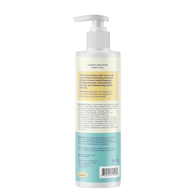 Hello Bello Baby Premium Shampoo & Wash, Gentle Coconut Vanilla Scent, 10oz Bottle