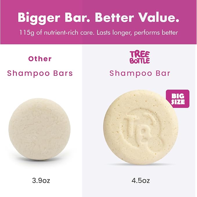 Tree Bottle Pro-Vitamin B5 + Citrus Shampoo Bar for Frizz Control - Natural Shine & Softness - Shampoo for Women and Men - Free of Parabens & Sulfates - Made in USA - 4.5oz