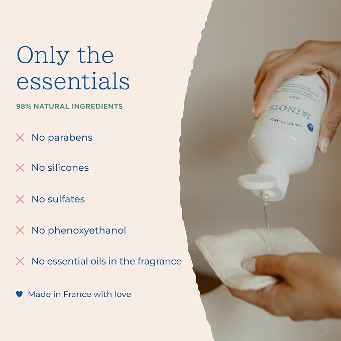 MINOIS PARIS Micellar Cleansing Water for Babies | No-Rinse Hydrating Face & Body Wash | Baby Essential with Natural Ingredients | Gentle Skin Care Made in France | 8.45 fl oz