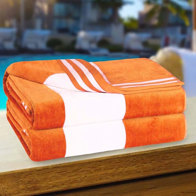 Superior Oversized Beach Towel, Orange (Set of 2)