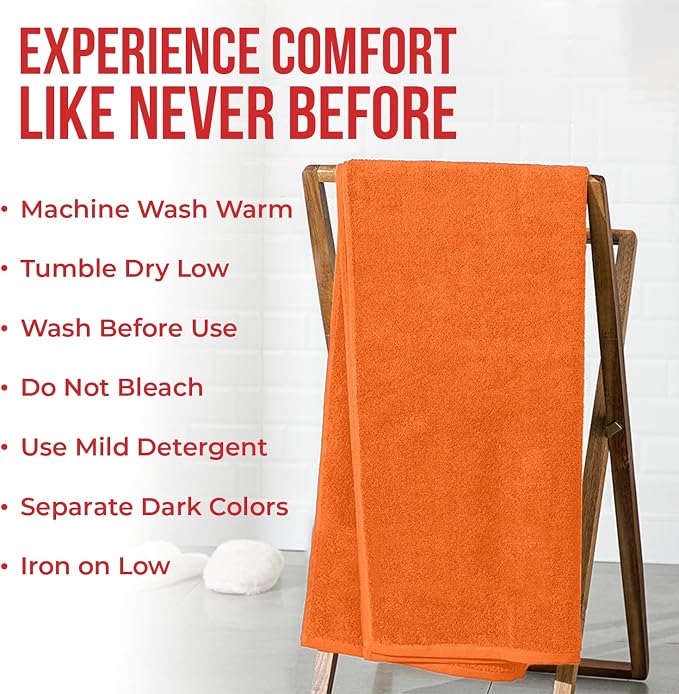 RIVERSIDE Pack of 1 Jumbo Bath Sheet 40 x 80 Inches - Extra Large Bath Towel, Super Soft & Highly Absorbent, 100% Cotton Quick Dry, Perfect to Wrap Yourself in - Orange