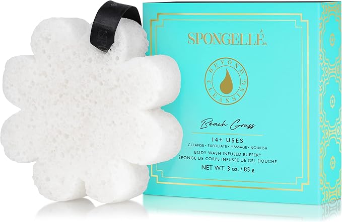 Spongellé Beach Grass Wild Flower Bath Sponge with Box for Mothers Day Gift | Built-in Body Wash & Body Scrubber, Shower Loofah Sponge for Women | 14+ uses