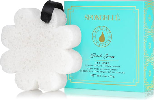 Spongellé Beach Grass Wild Flower Bath Sponge with Box for Mothers Day Gift | Built-in Body Wash & Body Scrubber, Shower Loofah Sponge for Women | 14+ uses