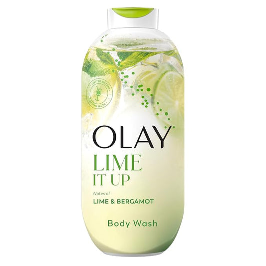 Olay Body Wash for Women, 24/7 Skin-Loving Freshness, Miami Mocktails, Plant Based Cleansers, Vitamin B3 & Antioxidant Blend, For All Skin Types, Lime It Up with Bergamot Scent, 22 fl oz