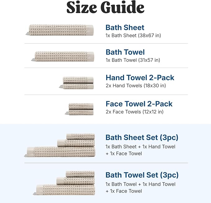 ONSEN Supima® Waffle Bath Towel, Large, Quick Dry Lint Free 100% USA Cotton, Lightweight Absorbent Bath Towel, 31x57 in (Oatmeal, 1x Bath Towel)