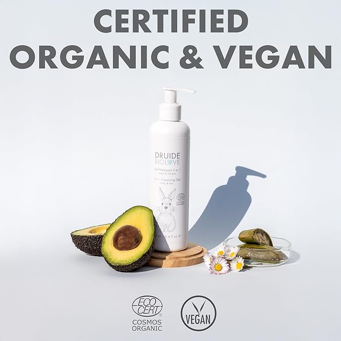 2-in-1 Cleansing Gel Body Hair Care ,organic Baby Shampoo Clean Care & Wash, Sulfate-Free, For Children Prone to Eczema, 250 ml (8.4 oz Size Chamomile,Orange Star Anise Made in Canada