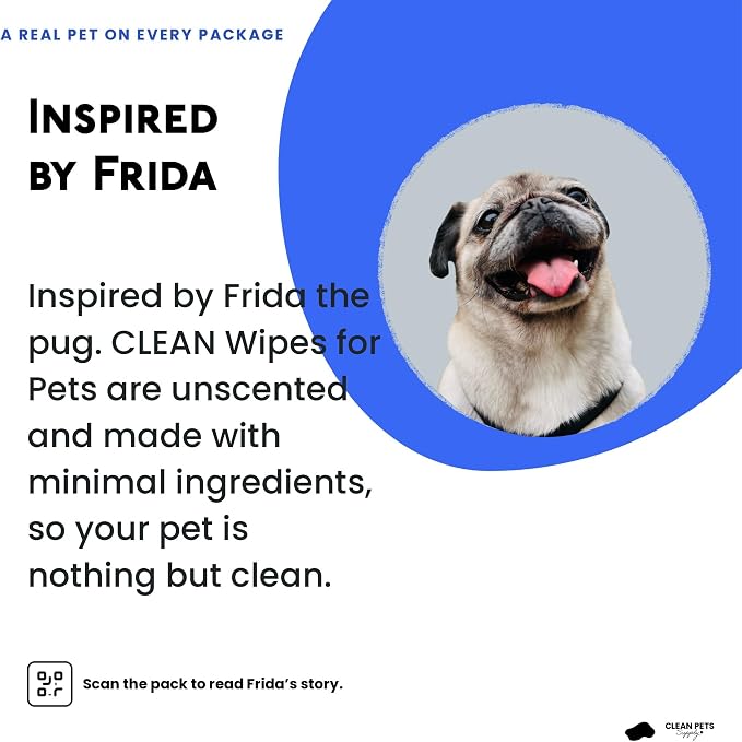 Unscented Pet Grooming Wipes Dogs Cats, Paws Face Body Butt | Unscented. Alcohol-free. Safe for cats & dogs.