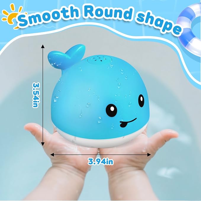 Gigilli Light Up Whale Bath Toy Sprinkler, Ocean Blue Kids 1-3 | Baby Boy Bath Toys, Pool Water Toys, Bathtub Fountain Spray Water Toys for Toddlers 6-12-18 Months Kids Ages 2-4