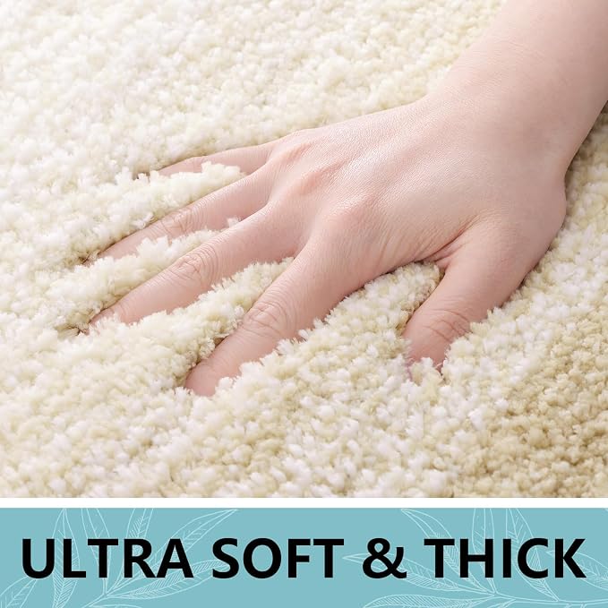 Arotive Microfiber Bathroom Rugs, Shaggy Soft and Absorbent Bath Rug, Thick Plush Machine Washable Dry Bath Mats for Bathroom, Tub and Shower, 59x24, Light Beige, Rectangular