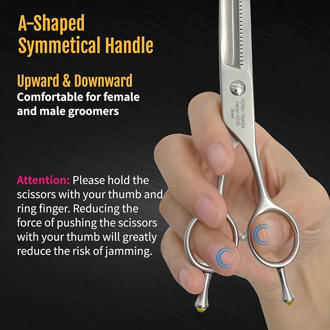 Professional 3D Curved Chunkers Dog Grooming Scissors 7'' Curved Thinning Shears for Dogs Pet 42 Teeth Japan VG10 Sharp and Durable