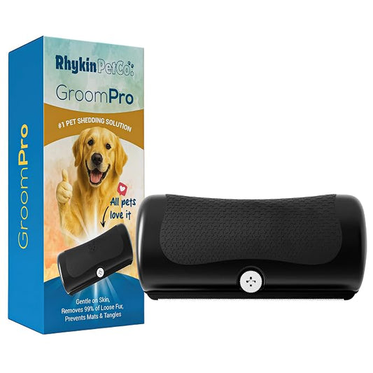 Rhykin GroomPro Dog Deshedding Brush | Undercoat Removal Tool for Dogs | Reduces Shedding Pet Hair Grooming Comb, with a Stainless Steel Blade | Safe Skin Friendly, Professional Grooming Tool for Dogs