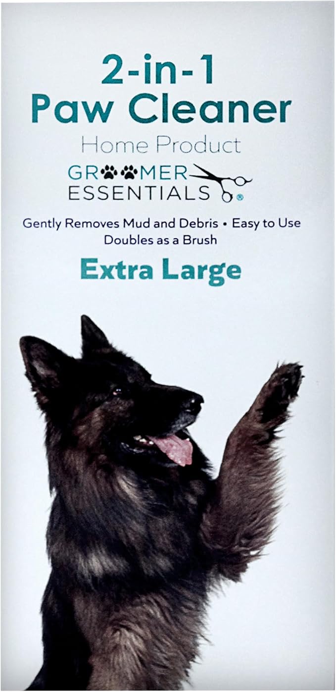 GROOMER ESSENTIALS 2-in-1 Pet Paw Cleaner - Extra Large - For Extra Large Dogs Like German Shepherds, Great Danes, St. Bernards, Boxers, and Mastiffs - Portable