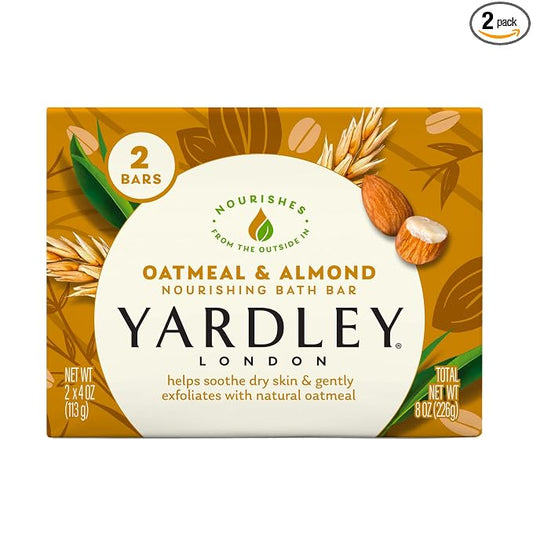 Yardley London Oatmeal and Naturally Moisturizing Bath Bar, Almond (Pack of 2)