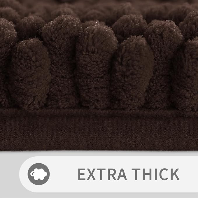 Yimobra Bathroom Rug Mat 47 x 24, Non Slip and Super Absorbent Bath Mat,Machine Washable Quick Dry,Ultra Plush Chenille Shower Rugs for Bathroom Floor Sink Tub and Shower Outside,Brown