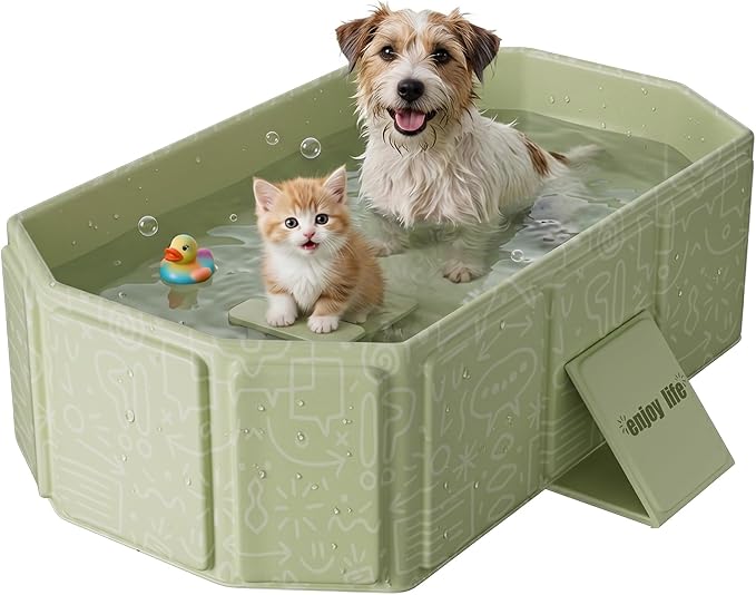 Foldable Portable Bathtub for Pets,Dog,Cat, Freestanding PP Plastic and PVC, Capacity, Portable Green for Pets Play