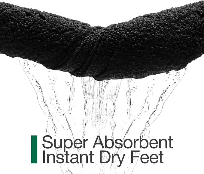 LUMI Ultra Soft Bathroom Rugs Non Slip with Rubber Backing, Absorbent Washable Bath Mat Quick Dry, Upgraded Premium Microfiber Plush Carpet for Bathtub and Shower Floor, Black, 24x36