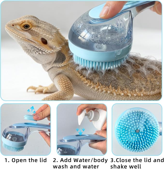 Foldable Bearded Dragon Pool Bathtub, Reptile Bath Pool Bearded Dragon Swimming Pool with Brush Gloves Reptile Accessories Swimming Pool for Turtle Lizard Small Pets