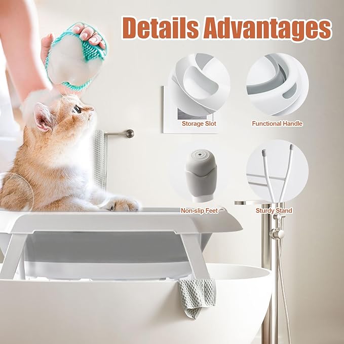 Portable Dog Bath | Bathing Station Pet Bathtub - Elevated Dog Bath, 2 in 1 Wash Station, Portable Bathtub, Pet Tub for Small Dogs, Cats, Pet Supplies