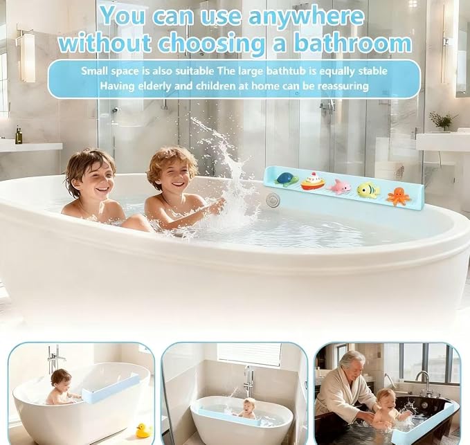 Bathtub Splash Guard for Kids, 2-in-1 Bath Toy Organizer Tub Shelf
