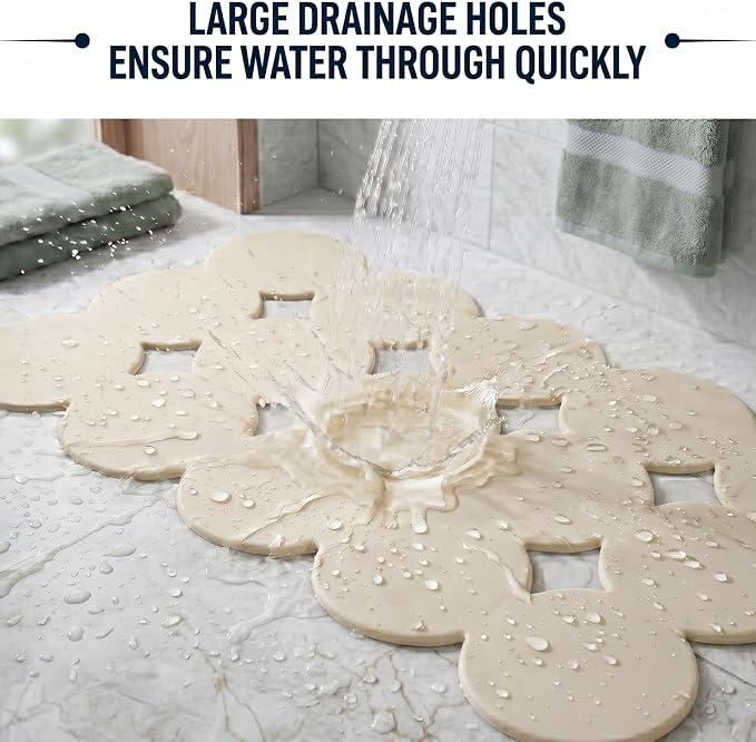 Webos Patented Non Slip Bathtub Mat Shower Bath Mats with Strong Suction Cups Soft Heavy Duty Natural Rubber Superior Grip&Drainage for Inside The tub (Beige, 28x16 inch)