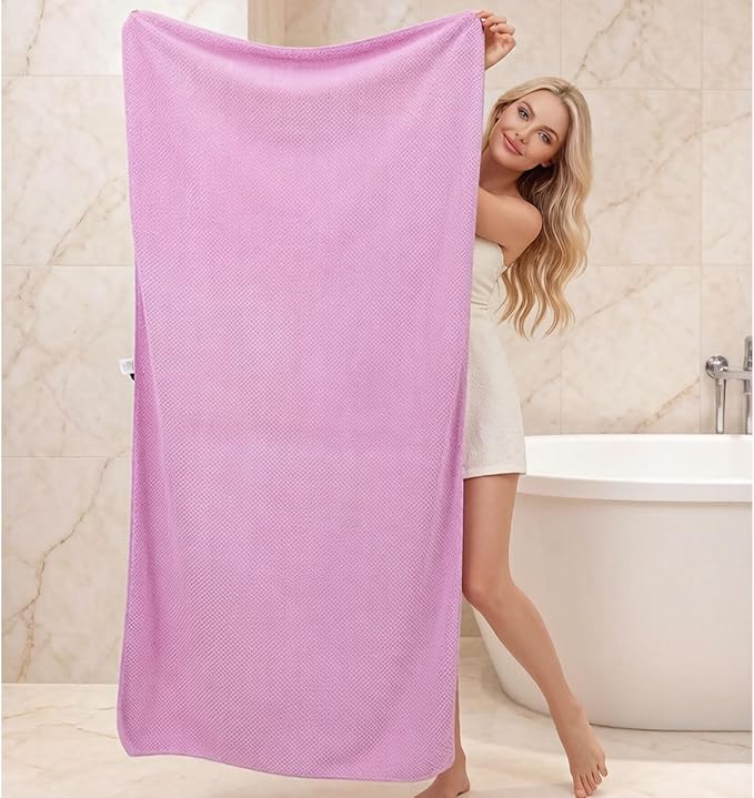 2 Pack Bath Towel Set, Waffle Bath Towel Set, Super Soft Highly Absorbent, Sturdy Quick Drying Towels for Bathroom, Gym, SPA, Yoga (2 Piece 30" x 60", 2Purple)