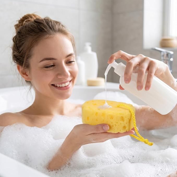 3 Pcs Exfoliating Bath Sponge, Soft Shower Loofah Body Scrubber Set | Soft Body Scrubbers Create Rich Lather And Gently Exfoliate For Smooth Skin, Reusable Shower Poufs With Vibrant Colors