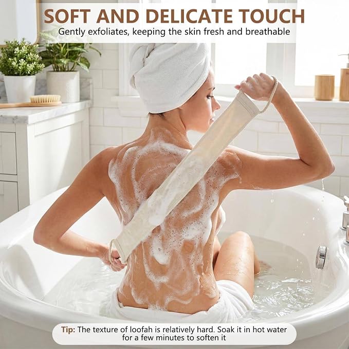 5 Pack Natural Loofah Exfoliating Body Back Scrubber Bath Shower Loofa Sponge Luffa Wash Scrub Tool Accessories for Women Men Face Body Dishes Clean