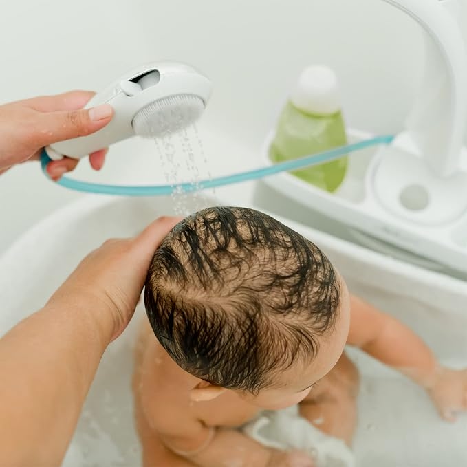 The First Years Rain Showerhead - Soothing Attachable Baby Spa Sprayer with Rotating Arm - Showerhead for Baby Bath Tubs